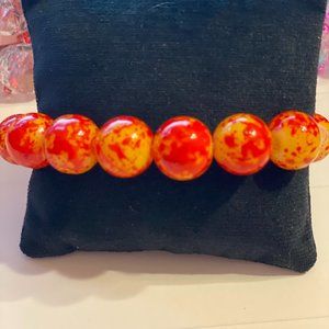 Iris Jewelry Fireball Glass Bead Stretch Bracelet